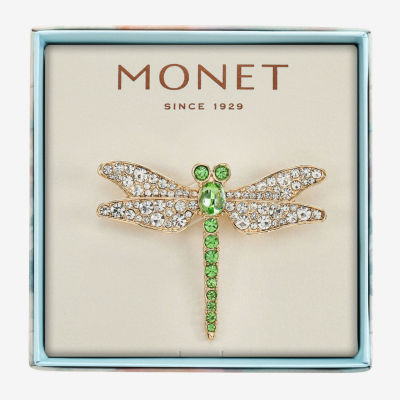 Monet Jewelry Dragonfly Green Glass Pin