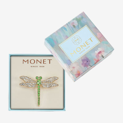 Monet Jewelry Dragonfly Green Glass Pin