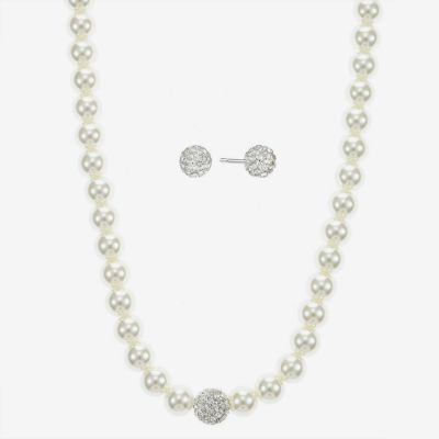 Monet Jewelry Womens White Glass Simulated Pearl 2-pc. Jewelry Set