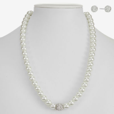 Monet Jewelry Womens White Glass Simulated Pearl 2-pc. Jewelry Set