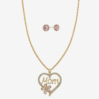 Monet Jewelry Mom Womens Pink Glass Heart 2-pc. Jewelry Set
