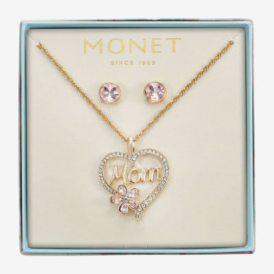 Monet Jewelry Mom Womens Pink Glass Heart 2-pc. Jewelry Set