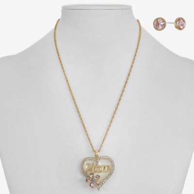 Monet Jewelry Mom Womens Pink Glass Heart 2-pc. Jewelry Set