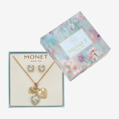Monet Jewelry Womens Glass Heart 2-pc. Jewelry Set