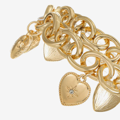 Monet Jewelry Womens Glass Heart Stretch Bracelet