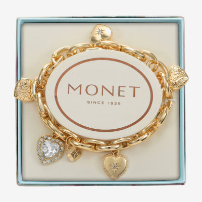 Monet Jewelry Womens Glass Heart Stretch Bracelet