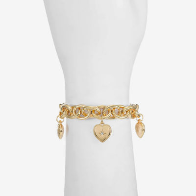 Monet Jewelry Womens Glass Heart Stretch Bracelet