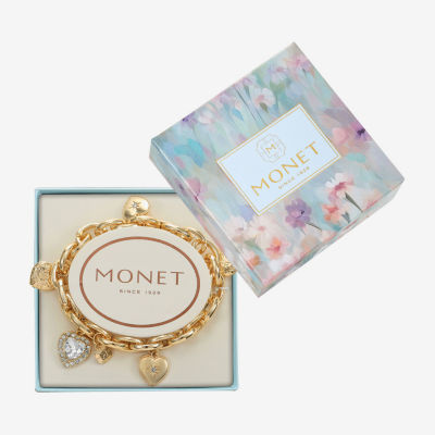 Monet Jewelry Womens Glass Heart Stretch Bracelet