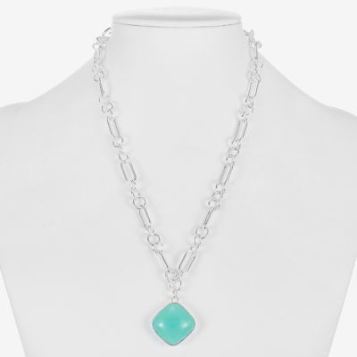Liz Claiborne Womens Blue 17 Inch Pendant Necklace
