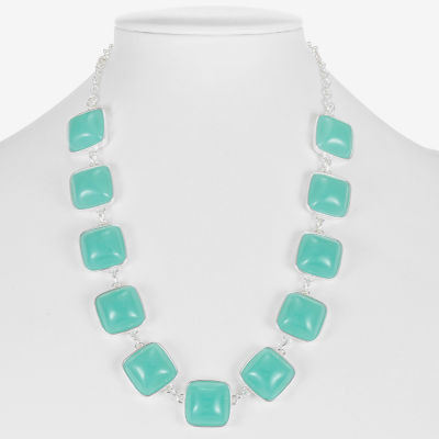 Liz Claiborne Womens Blue 17 Inch Collar Necklace