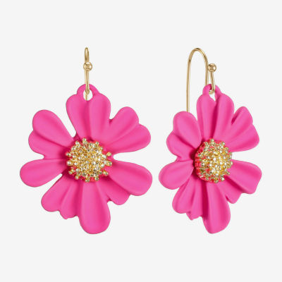 Liz Claiborne Womens Flower Drop Earrings