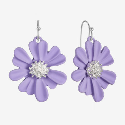 Liz Claiborne Womens Flower Drop Earrings