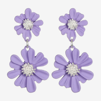 Liz Claiborne Womens Flower Hypoallergenic Drop Earrings
