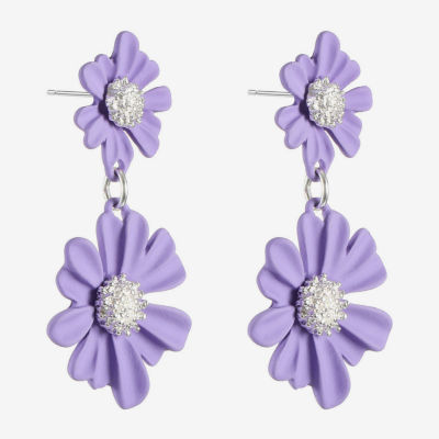Liz Claiborne Womens Flower Hypoallergenic Drop Earrings