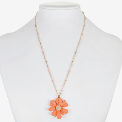 Liz Claiborne Womens Flower 17 Inch Pendant Necklace