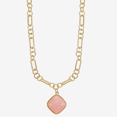 Liz Claiborne Womens Pink 17 Inch Pendant Necklace