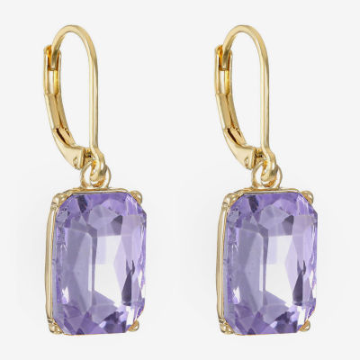 Monet Jewelry Womens Purple Glass Drop Earrings