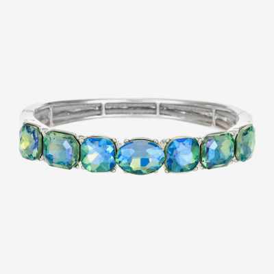 Monet Jewelry Womens Green Glass Cushion Stretch Bracelet