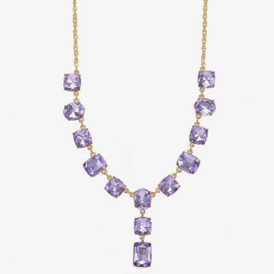 Monet Jewelry Womens Purple Glass 18 Inch Y Necklace