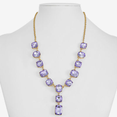 Monet Jewelry Womens Purple Glass 18 Inch Y Necklace