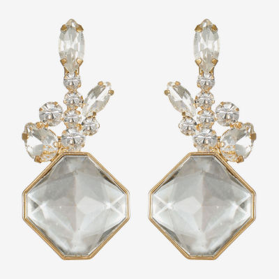 Monet Jewelry Womens Glass Square Hypoallergenic Drop Earrings