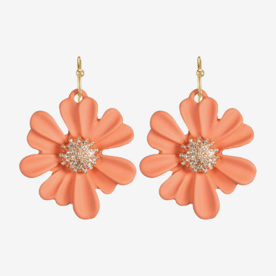 Liz Claiborne Womens Flower Drop Earrings