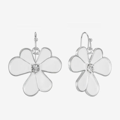 Liz Claiborne Womens Glass Flower Drop Earrings