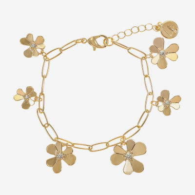 Liz Claiborne Womens Glass Flower Charm Bracelet