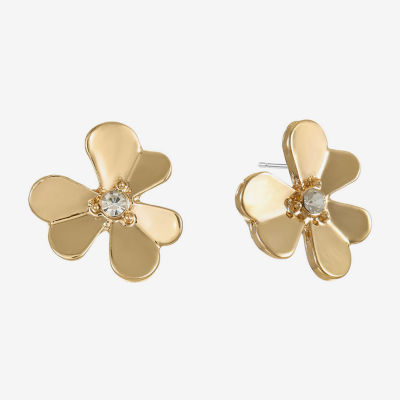 Liz Claiborne Glass 16mm Flower Stud Earrings