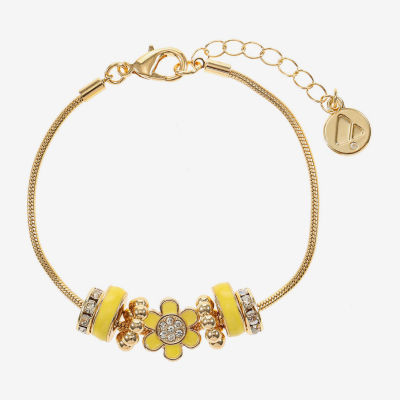 Liz Claiborne Womens Glass Flower Charm Bracelet