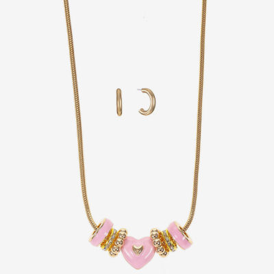 Liz Claiborne Womens Glass Heart 2-pc. Jewelry Set