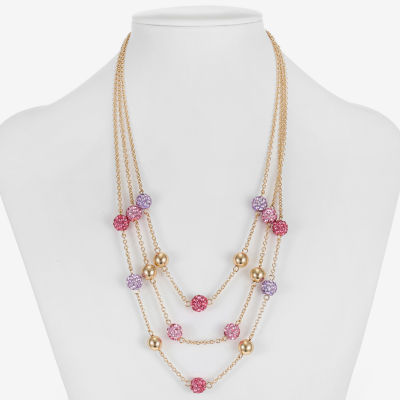 Monet Jewelry Womens Pink Glass 18 Inch Strand Necklace