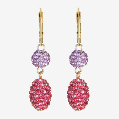 Monet Jewelry Womens Pink Glass Round Drop Earrings