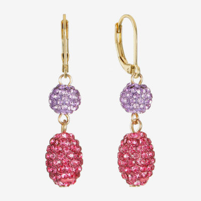 Monet Jewelry Womens Pink Glass Round Drop Earrings