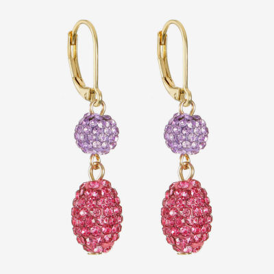 Monet Jewelry Womens Pink Glass Round Drop Earrings