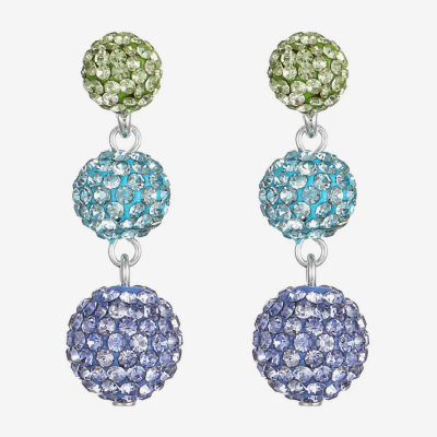 Monet Jewelry Womens Blue Glass Round Hypoallergenic Drop Earrings