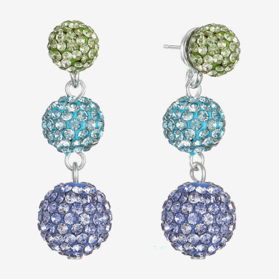 Monet Jewelry Womens Blue Glass Round Hypoallergenic Drop Earrings