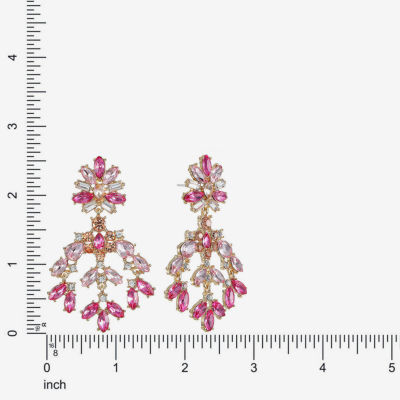 Monet Jewelry Womens Pink Glass Hypoallergenic Chandelier Earrings