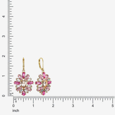 Monet Jewelry Womens Pink Glass Drop Earrings