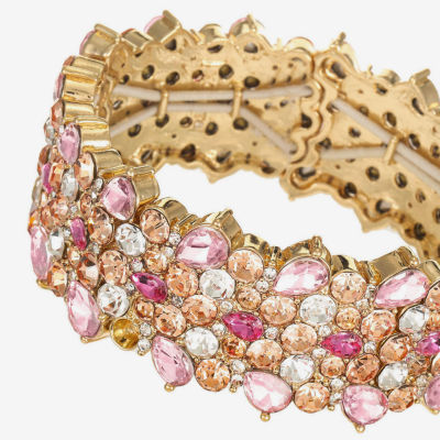 Monet Jewelry Womens Pink Glass Round Stretch Bracelet