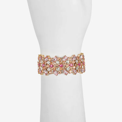 Monet Jewelry Womens Pink Glass Round Stretch Bracelet