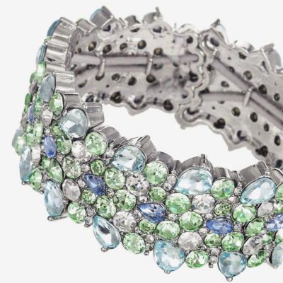 Monet Jewelry Womens Blue Glass Round Stretch Bracelet