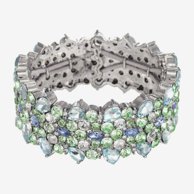 Monet Jewelry Womens Blue Glass Round Stretch Bracelet