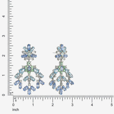 Monet Jewelry Womens Blue Glass Hypoallergenic Chandelier Earrings