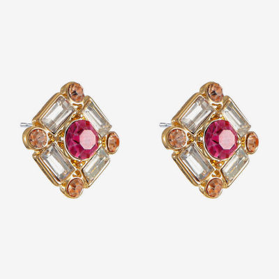 Monet Jewelry Pink Glass 16.5mm Stud Earrings
