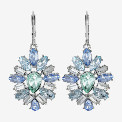 Monet Jewelry Womens Blue Glass Drop Earrings