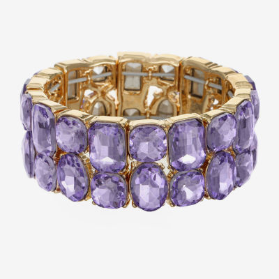 Monet Jewelry Womens Purple Glass Cushion Stretch Bracelet