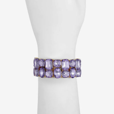 Monet Jewelry Womens Purple Glass Cushion Stretch Bracelet
