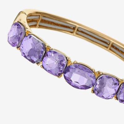 Monet Jewelry Womens Purple Glass Cushion Stretch Bracelet