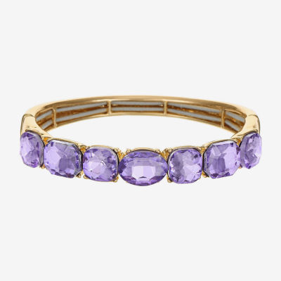 Monet Jewelry Womens Purple Glass Cushion Stretch Bracelet